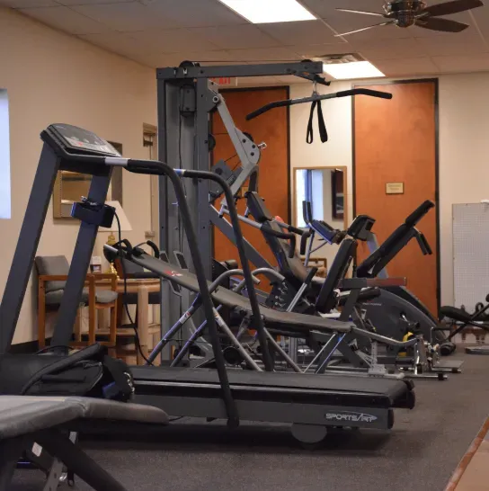 Interior view of gym and rehabilitation equipment